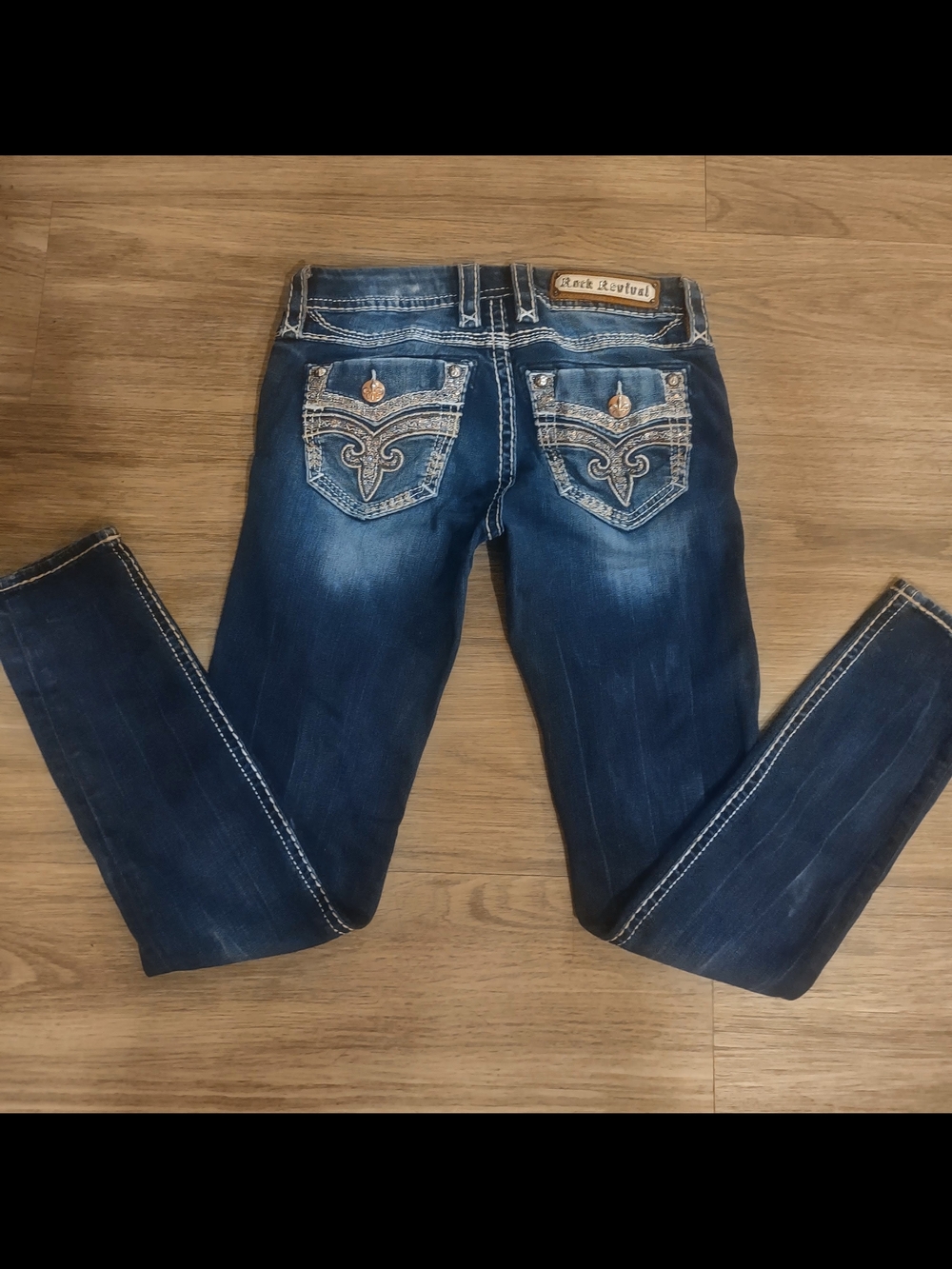 Rock Revival Women's Dark Blue Embellished Pocket Jeans